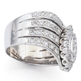 Vintage 14K White Gold 1.30 TCW Diamond Cocktail Ring Size 8.5