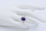 Vintage 18K Yellow Gold and Platinum 2.37 Ct Amethyst & 1.12 TCW Diamond Ring