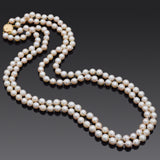 Vintage 14K Yellow Gold Pearl Beaded Double-Strand Necklace 30.5 Inches