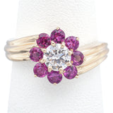 Vintage 14K Yellow Gold Ruby & 0.51 Ct Diamond Band Ring Size 6.5