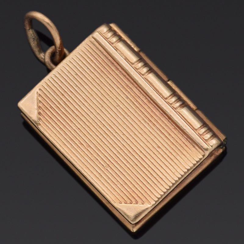 Vintage 14K Yellow Gold Lord's Prayer Holy Bible Charm Pendant 2.3 Grams