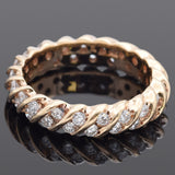 Vintage 14K Yellow Gold 1.05 TCW Diamond Semi-Eternity Band Ring Size 7