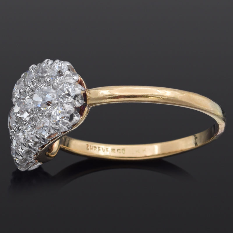 Antique Shreve & Co. 18K Yellow Gold & Platinum 1.64 TCW Old Euro Diamond Ring