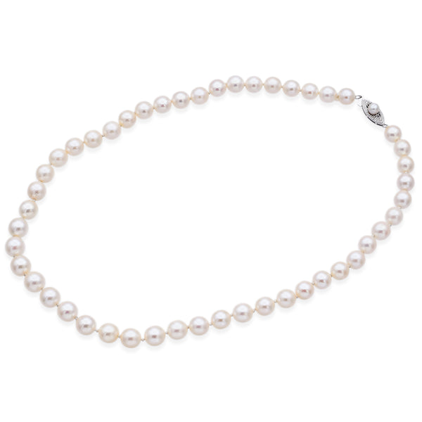 Vintage 14K White Gold Pearl Beaded Strand Necklace 16 Inches