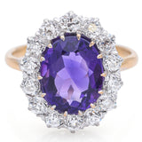 Vintage 18K Yellow Gold and Platinum 2.37 Ct Amethyst & 1.12 TCW Diamond Ring