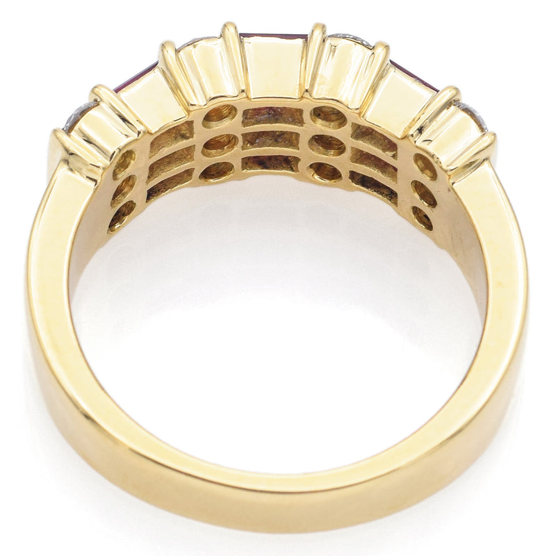 Gemlok 18K Yellow Gold Ruby & 0.48 TCW Diamond Band Ring Size 6.25