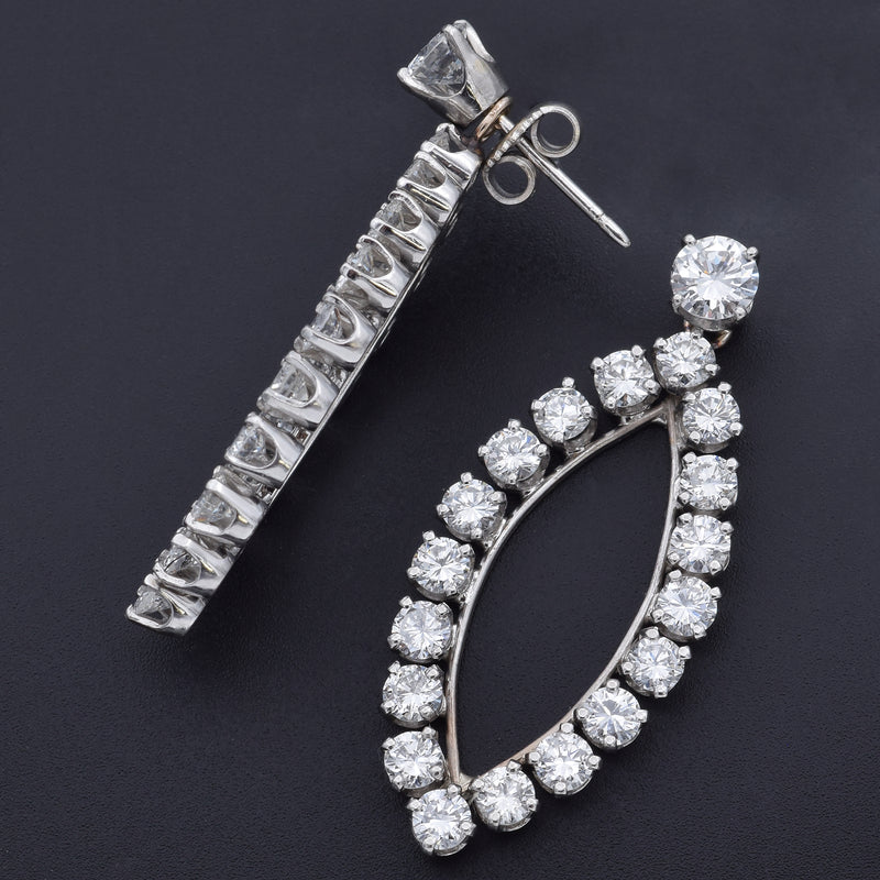 Vintage Palladium & 18K White Gold 6.61 TCW Diamond Drop Jacket Earrings
