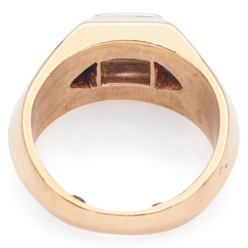 Vintage 14K Yellow Gold Sapphire & 0.65 Ct Old Euro Diamond Ring Size 6.5