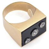 Antique 14K Yellow Gold Black Onyx & Old Euro Diamond Rectangle Signet Ring