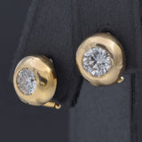 Vintage 14K Yellow Gold 1.12 TCW Diamond Omega-Back Earrings 9 mm