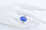 Antique 正白金 Platinum 6.34 Ct Black Opal & 0.36 TCW Diamond Cocktail Ring Size 6