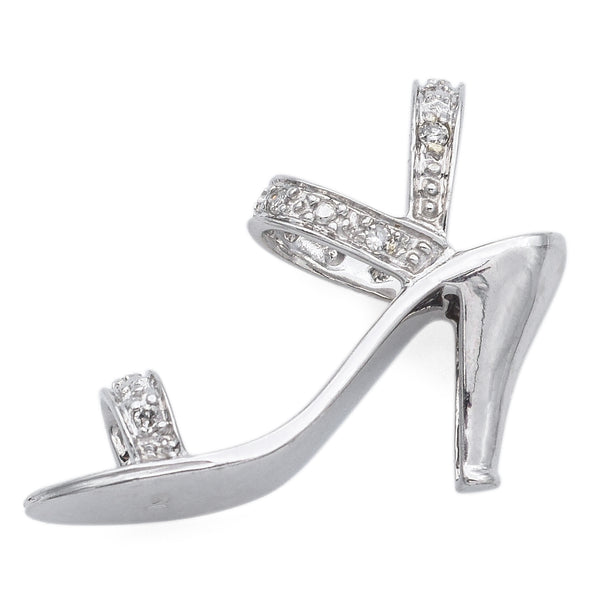 Vintage 14K White Gold Diamond High Heel Sandal Charm Pendant