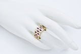 Vintage 14K Yellow Gold Ruby & 0.62 TCW Diamond Wide Band Ring Size 7