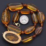 Vintage Sterling Silver Baltic Amber Beaded Strand Necklace 70.4 Gr 21 Inches