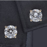14K Yellow Gold 0.87 TCW Natural Diamond Round Stud Earrings 4.8 mm
