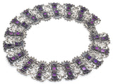 Vintage Mexico Sterling Silver Amethyst Chunky Chain Collar Necklace