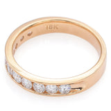 Vintage 18K Yellow Gold 0.88 TCW Diamond Semi-Eternity Band Ring Size 6.5