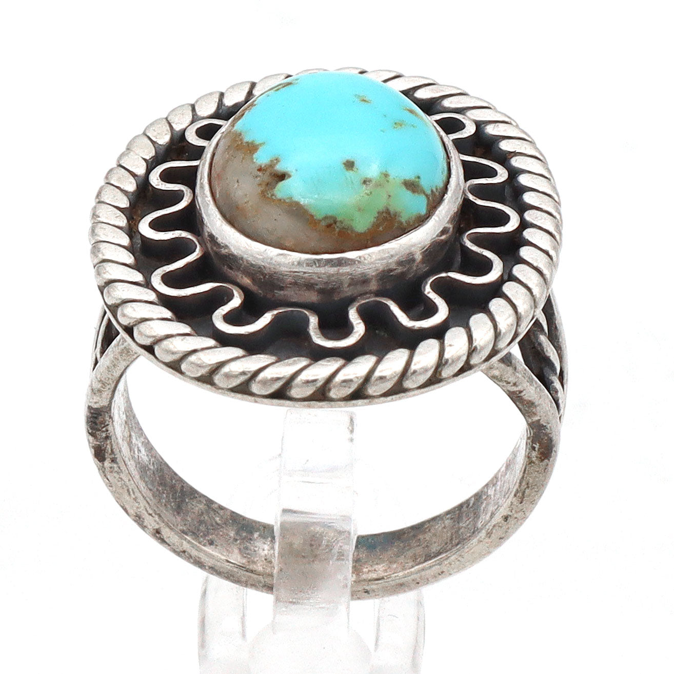 Vintage Native American Navajo Sterling Silver Turquoise Ring Size 5.25