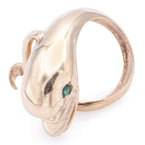 Vintage 14K Yellow Gold Green Lab Spinel Dolphin Cocktail Ring Size 5.5