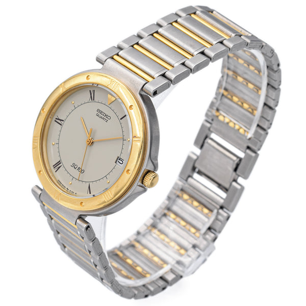 Vintage Seiko SQ 100 5H22-6189 Men’s Quartz Gold Plated/Steel Date Wristwatch