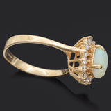 Vintage 14K Yellow Gold Opal & 0.28 TCW Diamond Cocktail Ring Size 5.25