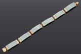 Vintage 14K Yellow Gold Green Jade 10.5 mm Link Bracelet 7 Inches