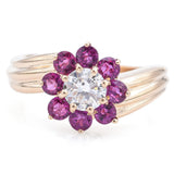 Vintage 14K Yellow Gold Ruby & 0.51 Ct Diamond Band Ring Size 6.5
