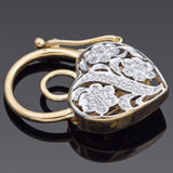 Estate 14K Yellow Gold Diamond Heart Padlock Pendant
