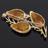 Vintage Yellow & White Gold 0.58 TCW Diamond Butterfly Floral Brooch Pin