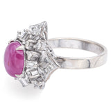 Vintage Asian Silver & Gold Alloy Ruby & 0.73TCW Diamond Cocktail Ring Size 6.75