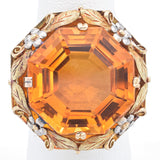 Vintage 18K Yellow Gold 25.24 Carat Citrine Cocktail Ring Size 6.25