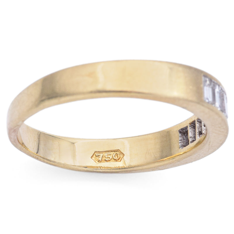 Estate 18K Yellow Gold 0.38 TCW Diamond Baguette Band Ring Size 7.5