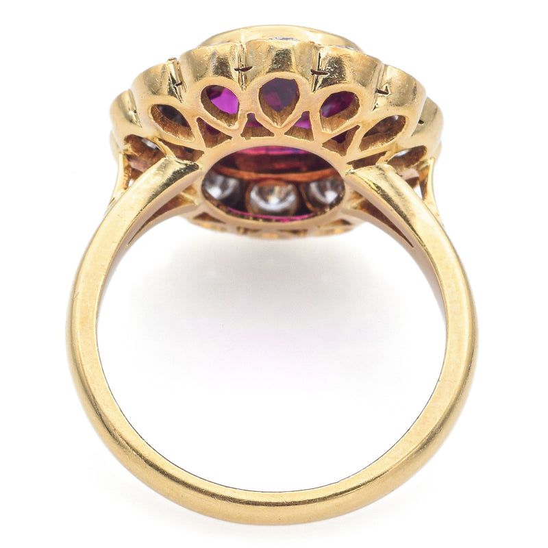 Vintage 18K Yellow Gold 1.62Ct Rubellite & 1.20 TCW Diamond Cocktail Ring Size 6