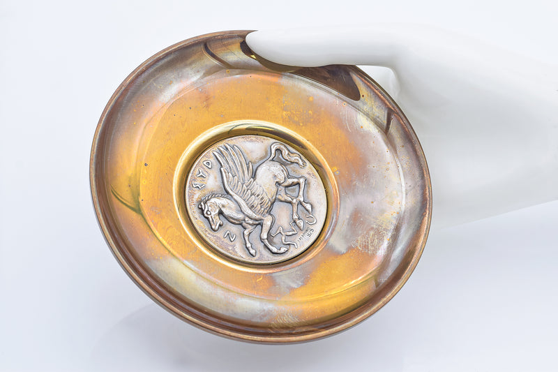 Vintage ILIAS LALAOUNIS Brass & Sterling Silver Pegasus Tray 115.7 Grams