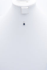 Vintage 14K White Gold Sapphire & 0.25 TCW Diamond Pear Pendant 16.5 x 9.5 mm