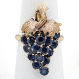 Vintage 14K Yellow Gold Sapphire Grape Cluster Cocktail Ring Size 6.5