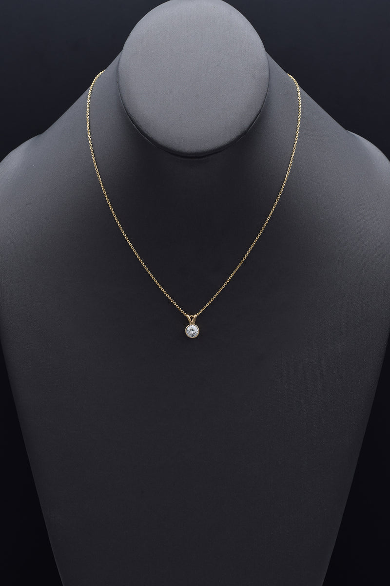 Estate 0.85 Carat Diamond 13K Yellow Gold Pendant & 14K Necklace 16.5"