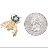 Vintage 14K Yellow Gold Sapphire & Diamond Bee Bug Brooch Pin