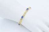 Estate 18K Yellow Gold Sapphire & 0.70 TCW Diamond Tennis Bracelet