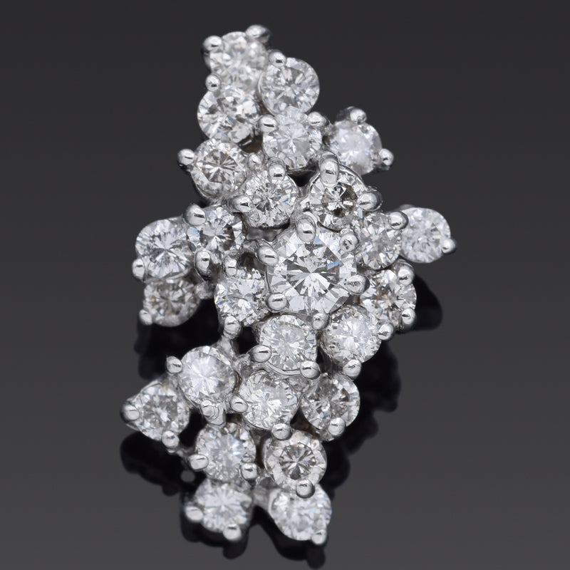 Vintage 14K White Gold 2.25 TCW Diamond Large Cluster Pendant