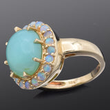 Vintage 14K Yellow Gold 3.97 Ct Center Opal Cocktail Ring Size 5.25