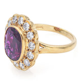 Vintage 18K Yellow Gold 1.62Ct Rubellite & 1.20 TCW Diamond Cocktail Ring Size 6