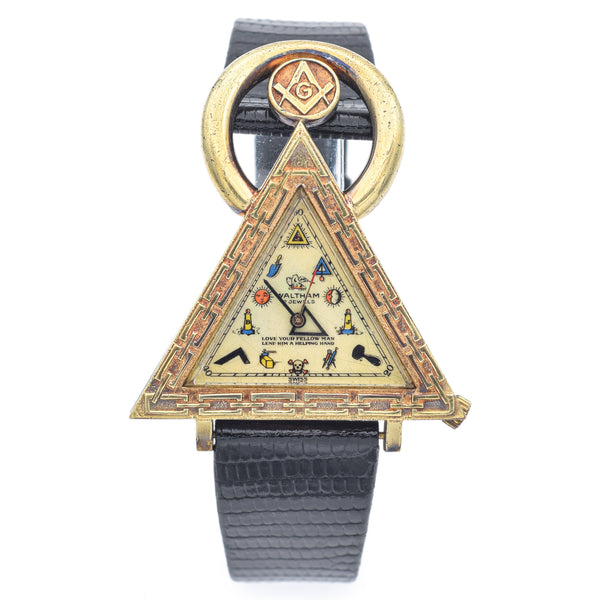 Vintage Waltham 17 Jewels Masonic Triangle Hand Wind GP Steel Men's Watch