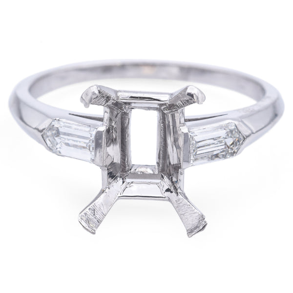 Estate Platinum 0.50 TCW Diamond Semi-Mount Three-Stone Band Ring Size 9