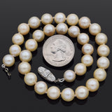 Antique 14K White Gold 9-10 mm Pearl & Old Euro Diamond Beaded Strand Necklace