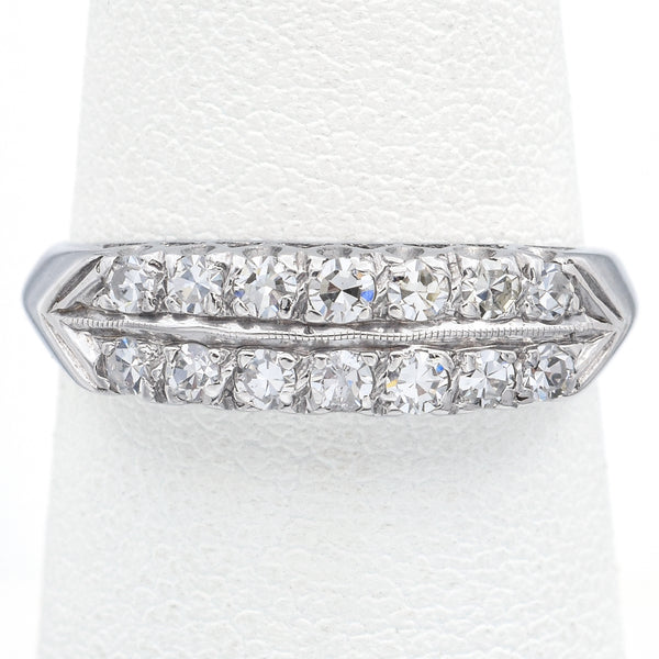 Vintage 14K White Gold 0.42 TCW Diamond Band Ring Size 6.5