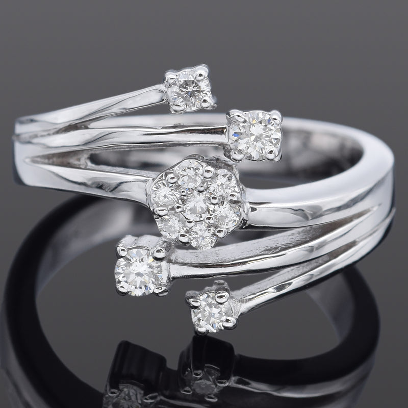 Estate 14K White Gold 0.29 TCW Diamond Band Ring Size 7 + Box
