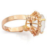 Vintage 18K Yellow Gold 5.61 Ct Aquamarine Round Cocktail Ring Size 5.5