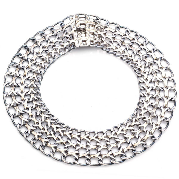 Vintage Mexican Sterling Silver Chainmail Choker Necklace 20 Inches