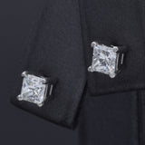 GIA Certified 1.00 TCW Princess Cut Diamond Platinum Stud Earrings F VS2